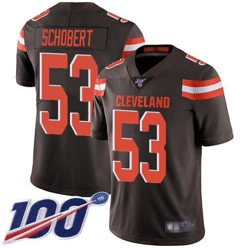 Cleveland Browns Joe Schobert Men Brown Limited Jersey #53 NFL Football Home 100th Season Vapor Untouchable->youth nfl jersey->Youth Jersey